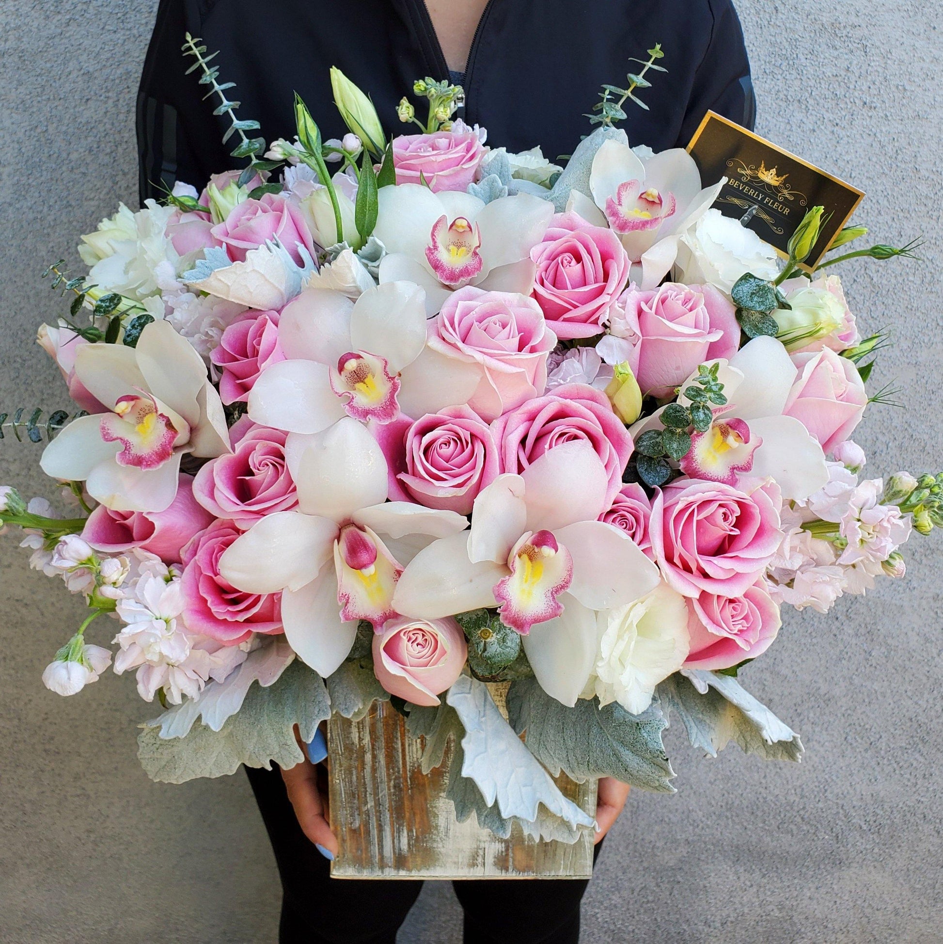Pink, Special Occasion, Valentine's day, Wooden Box - Pink Fusion - OC Beverly Flowers