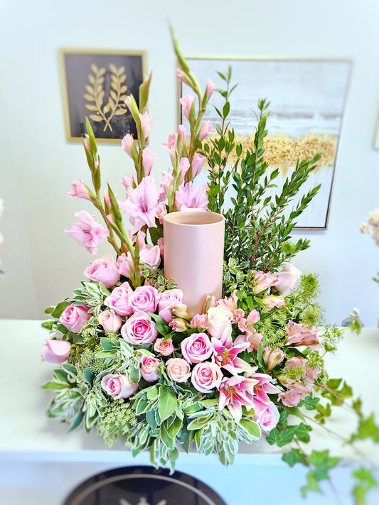 Pink and Lavender Cremation Urn Arrangment