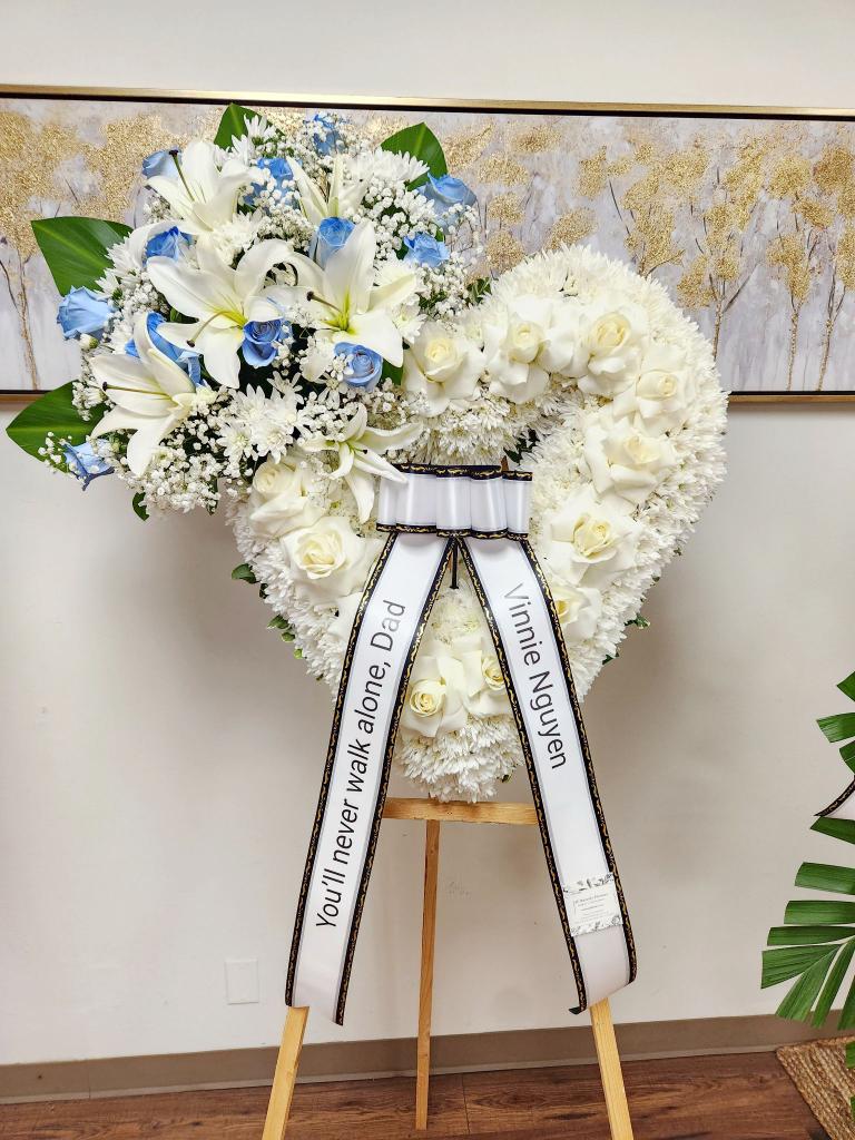 Heart Wreath - light blue roses