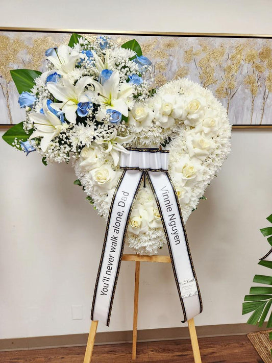 Heart Wreath - light blue roses