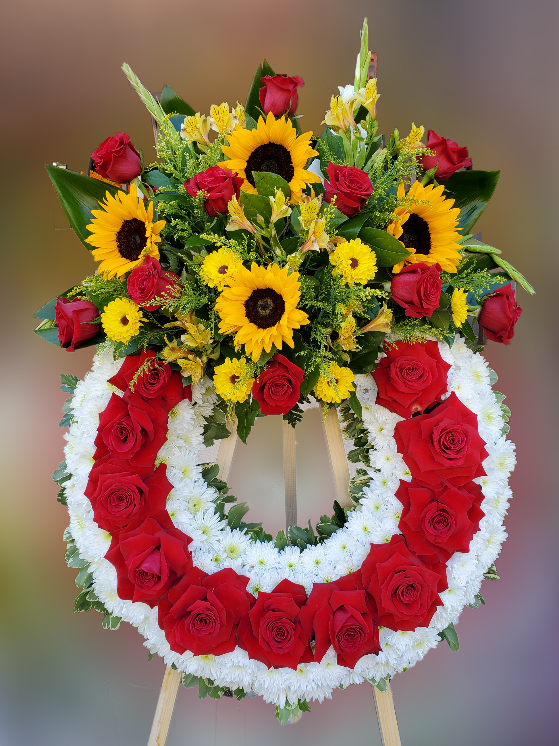 Funeral - Sunflower Wreath - OC Beverly Flowers