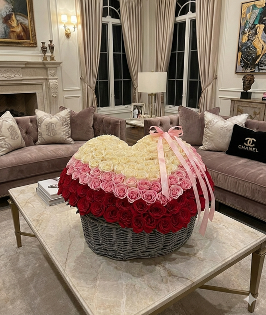 Heart Full Basket - 200 roses