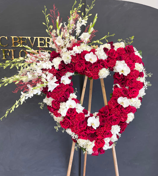 Red Flowers Heart Wreath