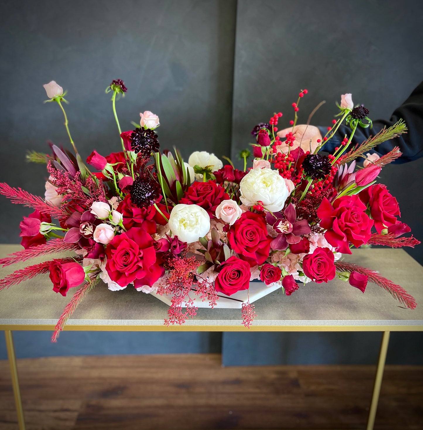 Crimson Delight - Long Centerpiece