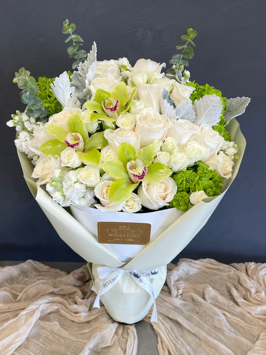 Moss and Ivory - Flowers with Vase