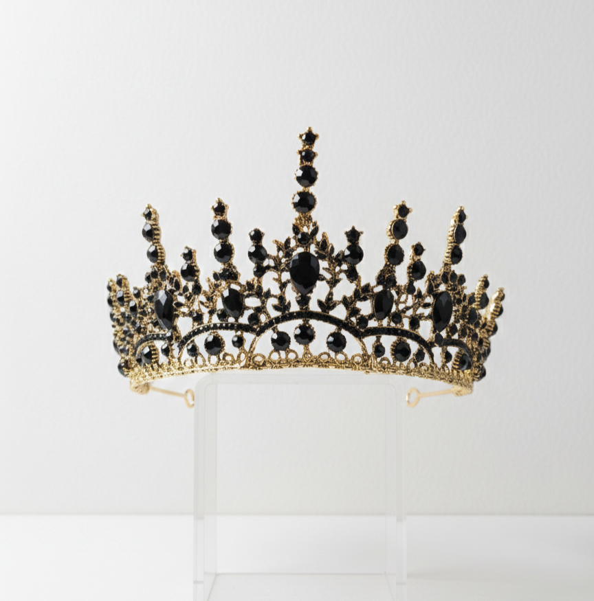 Baroque Gold Black Tiara