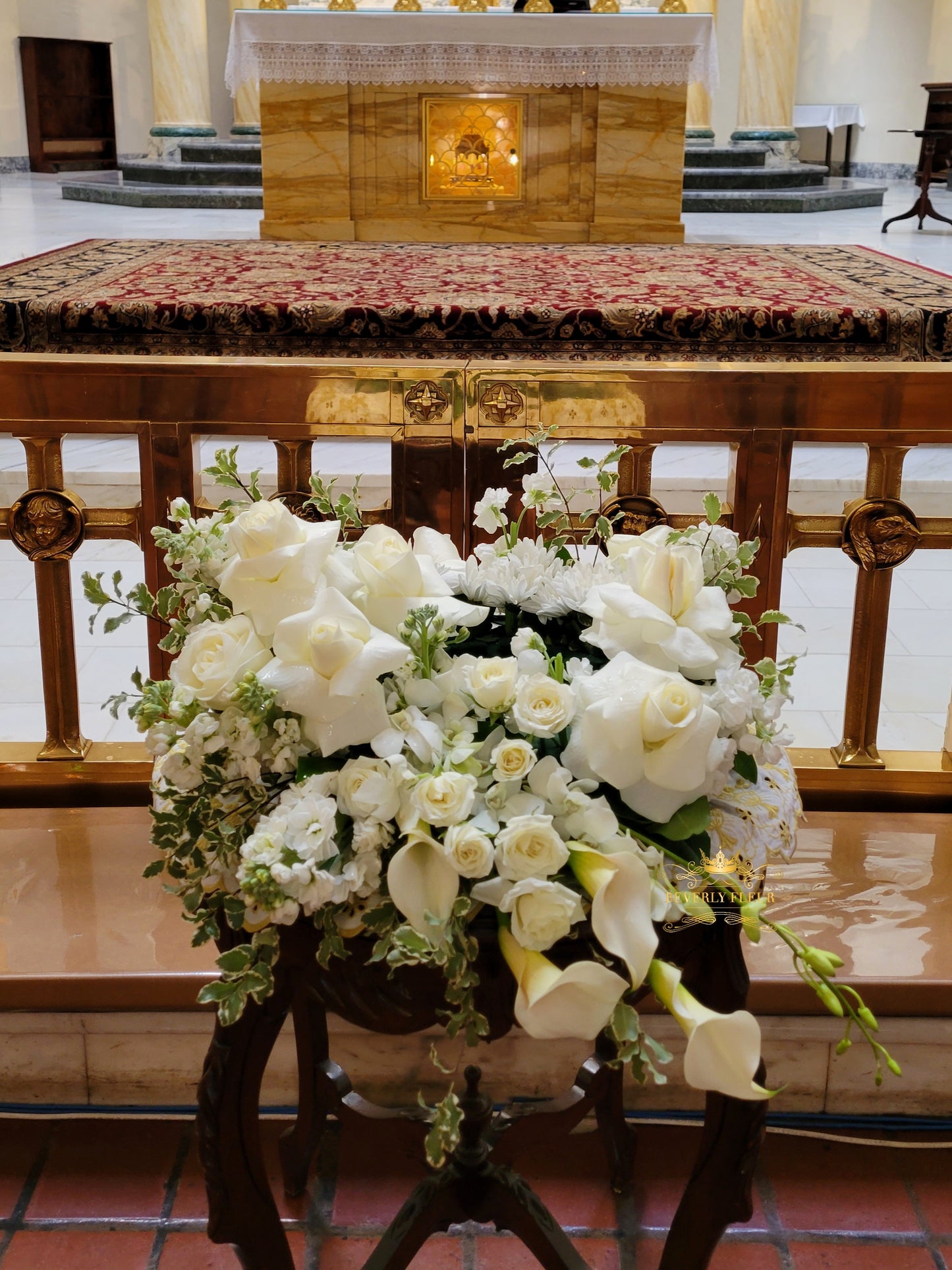 All White Cremation Urn Arrangment