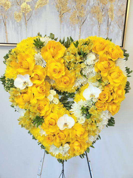 Yellow Flowers Heart Wreath