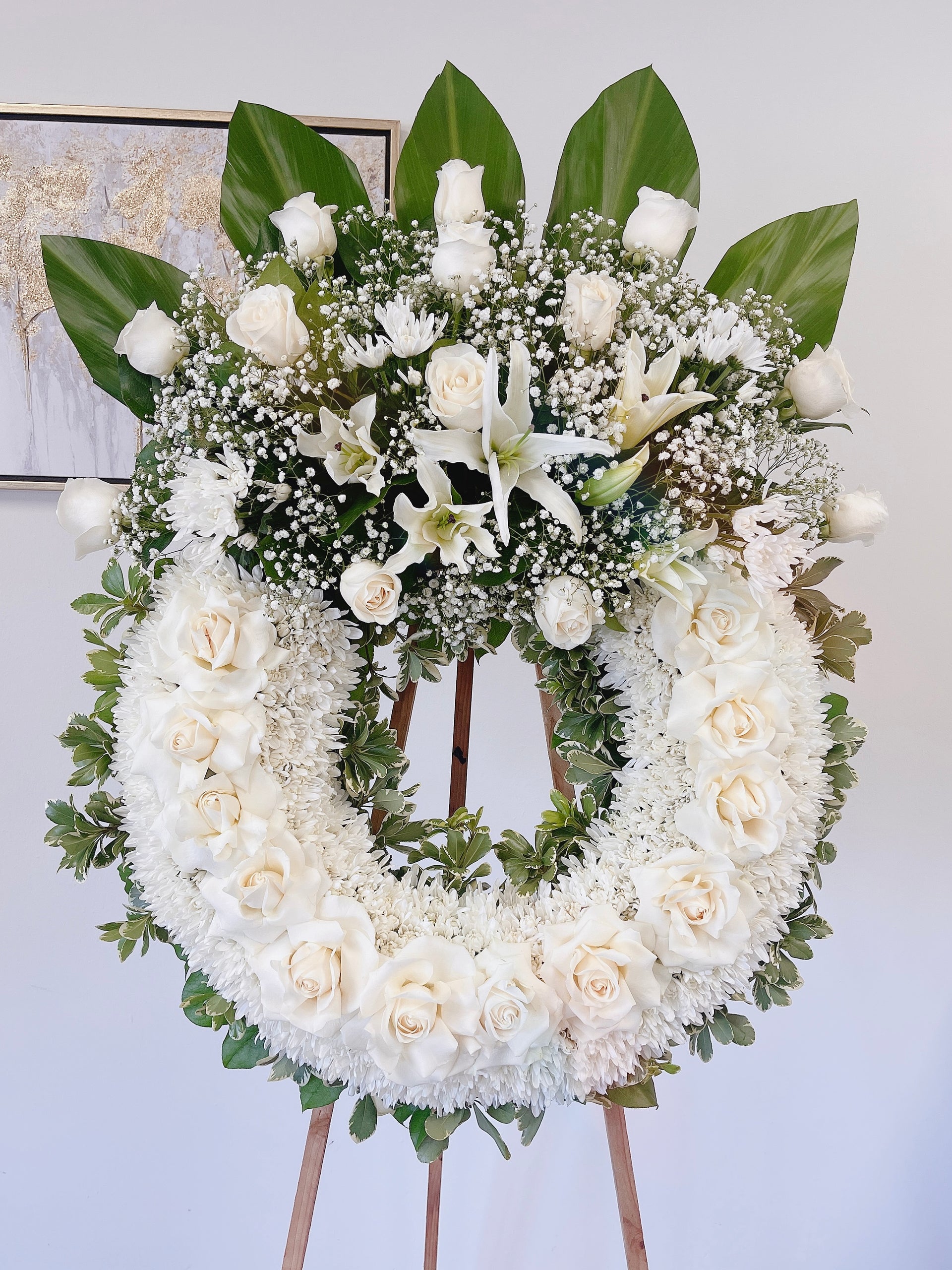 Pure White Sympathy Wreath  Julia's NC Funeral Flowers