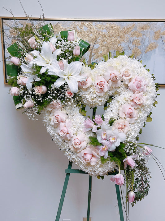 Pink Flowers Heart Wreath