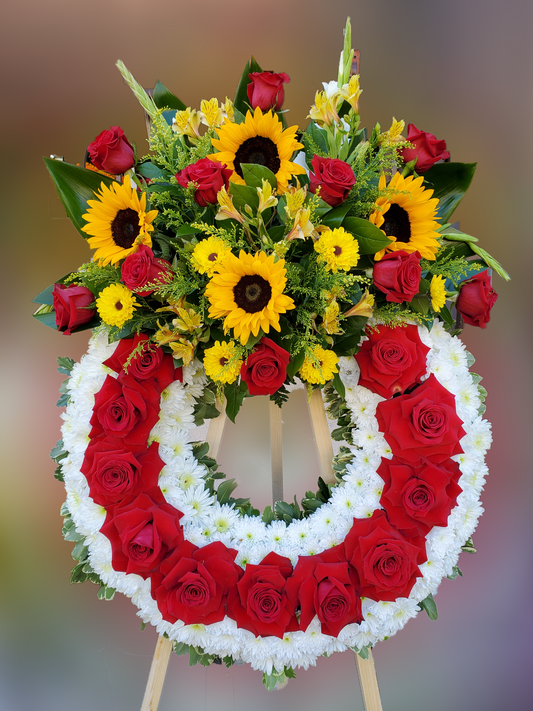 Funeral - Sunflower Wreath - OC Beverly Flowers